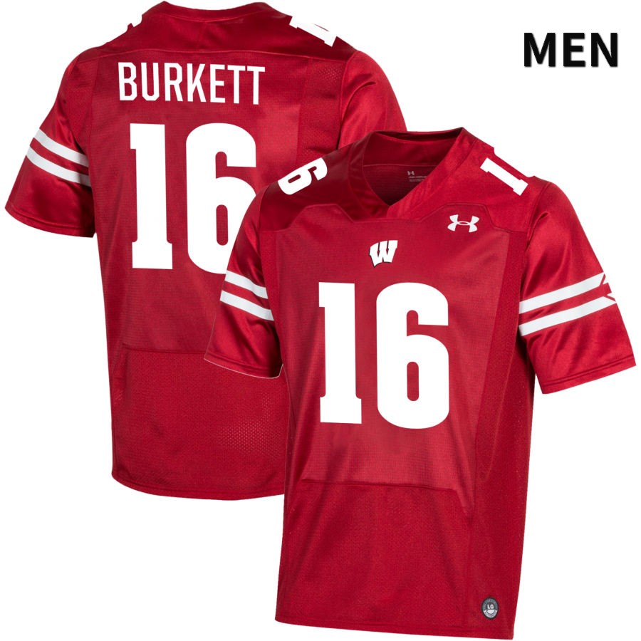 Wisconsin Badgers Men's #16 Myles Burkett NCAA Under Armour Authentic Red NIL 2022 College Stitched Football Jersey GW40D78UD